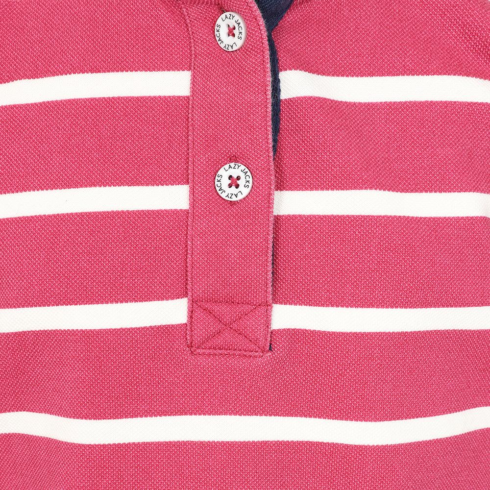 Cherry - Side - Lazy Jacks Girls Striped Pique Sweatshirt