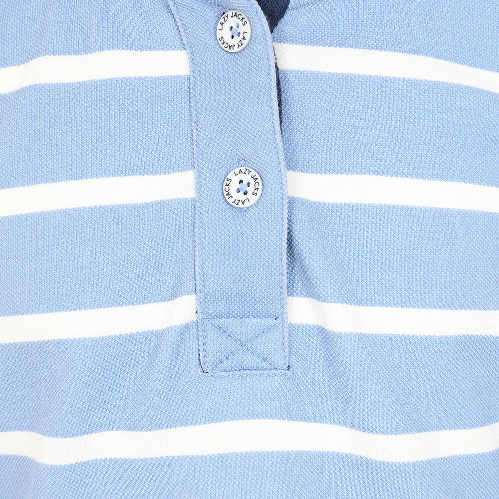 Sky - Back - Lazy Jacks Girls Striped Pique Sweatshirt