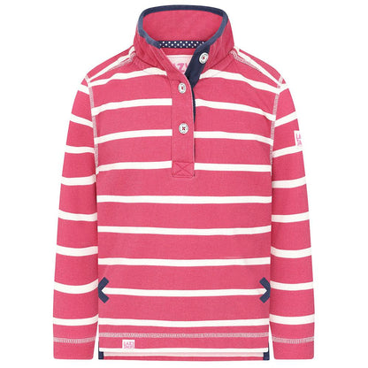 Cherry - Front - Lazy Jacks Girls Striped Pique Sweatshirt