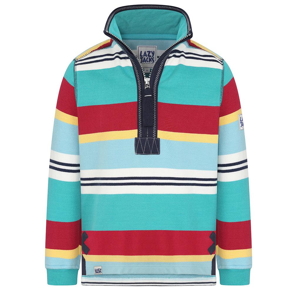Aquarius - Front - Lazy Jacks Boys Striped Quarter Zip Sweatshirt