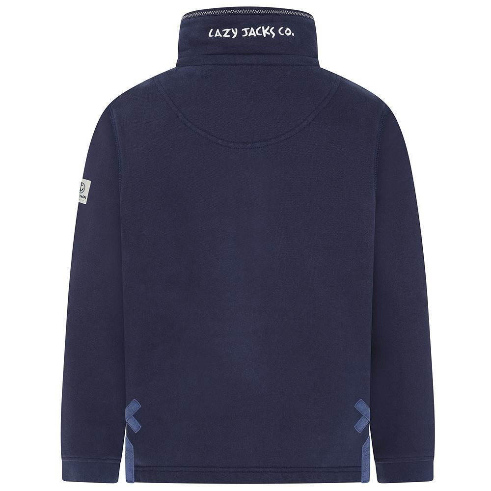 Marine - Side - Lazy Jacks Boys Quarter Zip Sweatshirt