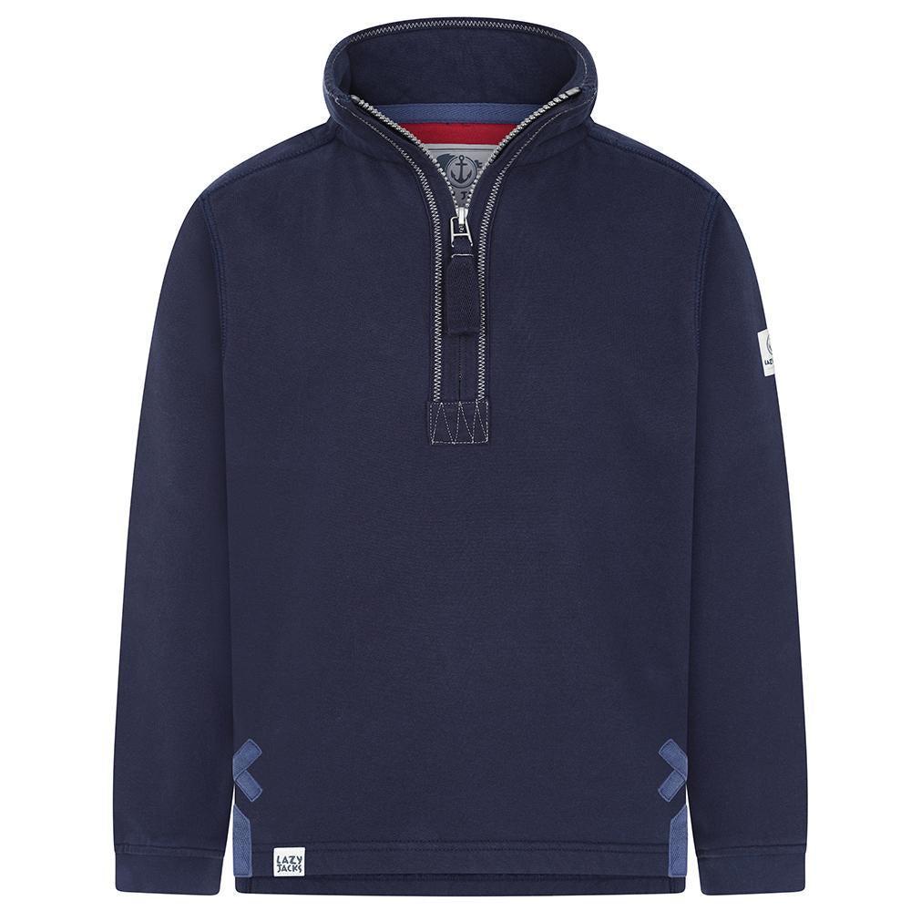 Marine - Front - Lazy Jacks Boys Quarter Zip Sweatshirt