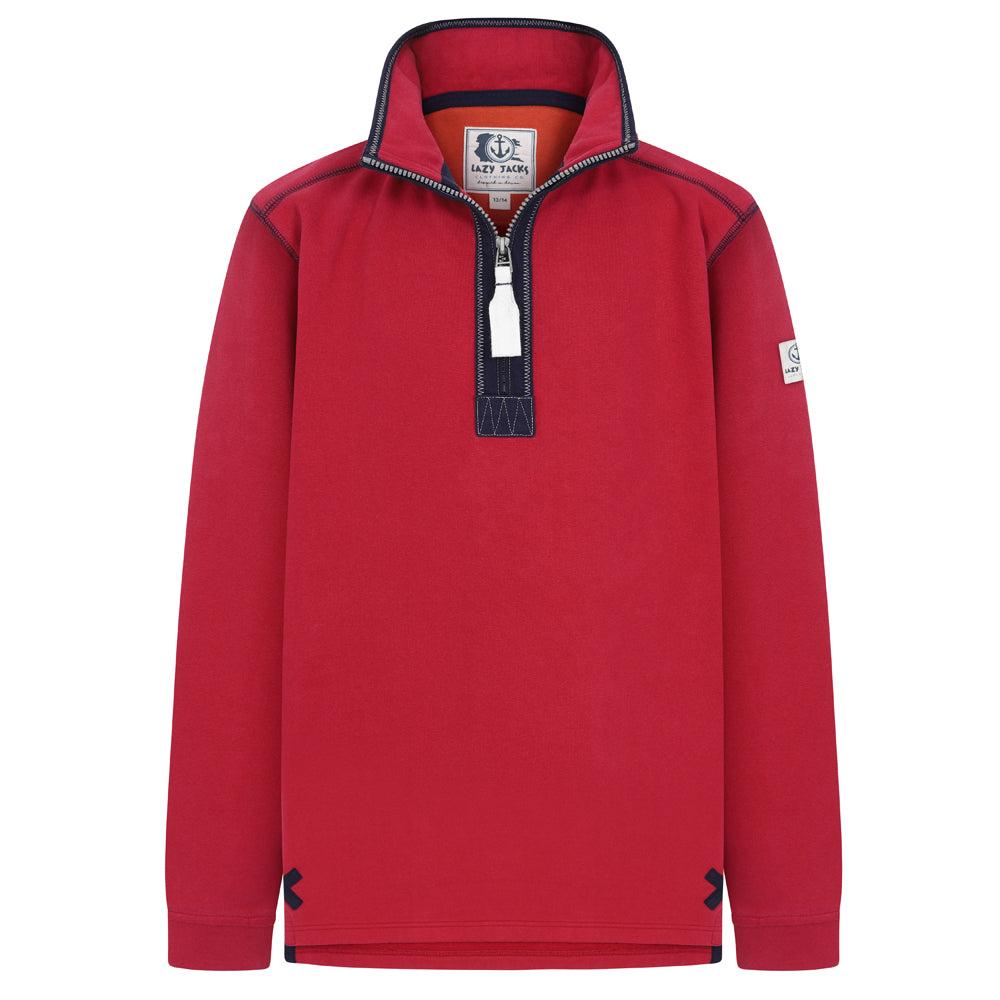 Crimson - Front - Lazy Jacks Boys Quarter Zip Sweatshirt