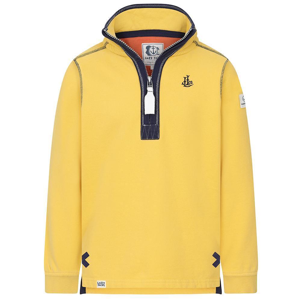 Yellow - Front - Lazy Jacks Boys Quarter Zip Sweatshirt