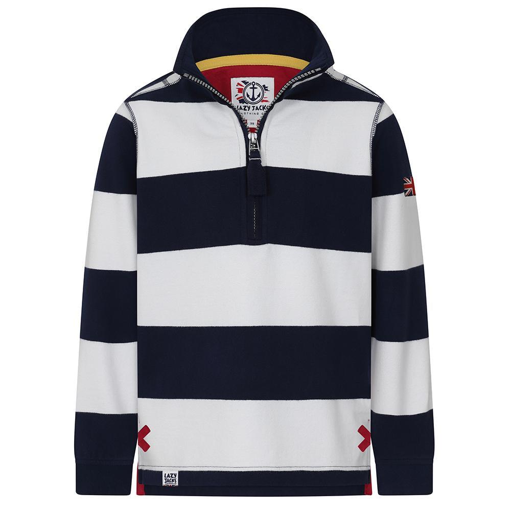 Black-White - Pack Shot - Lazy Jacks Boys Wide Stripe Sweatshirt