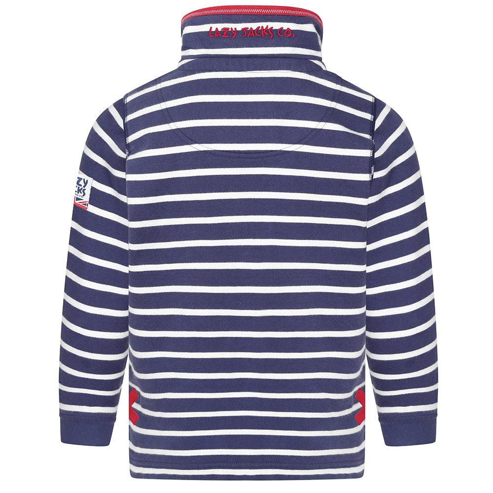 Marine-Red - Side - Lazy Jacks Boys Quarter Zip Sweatshirt