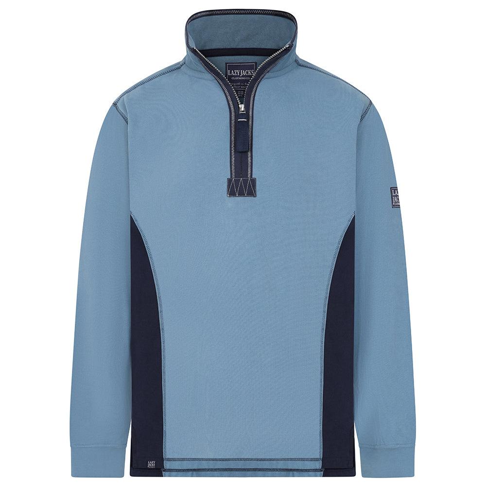 Airforce Blue - Front - Lazy Jacks Mens Panel Sweatshirt