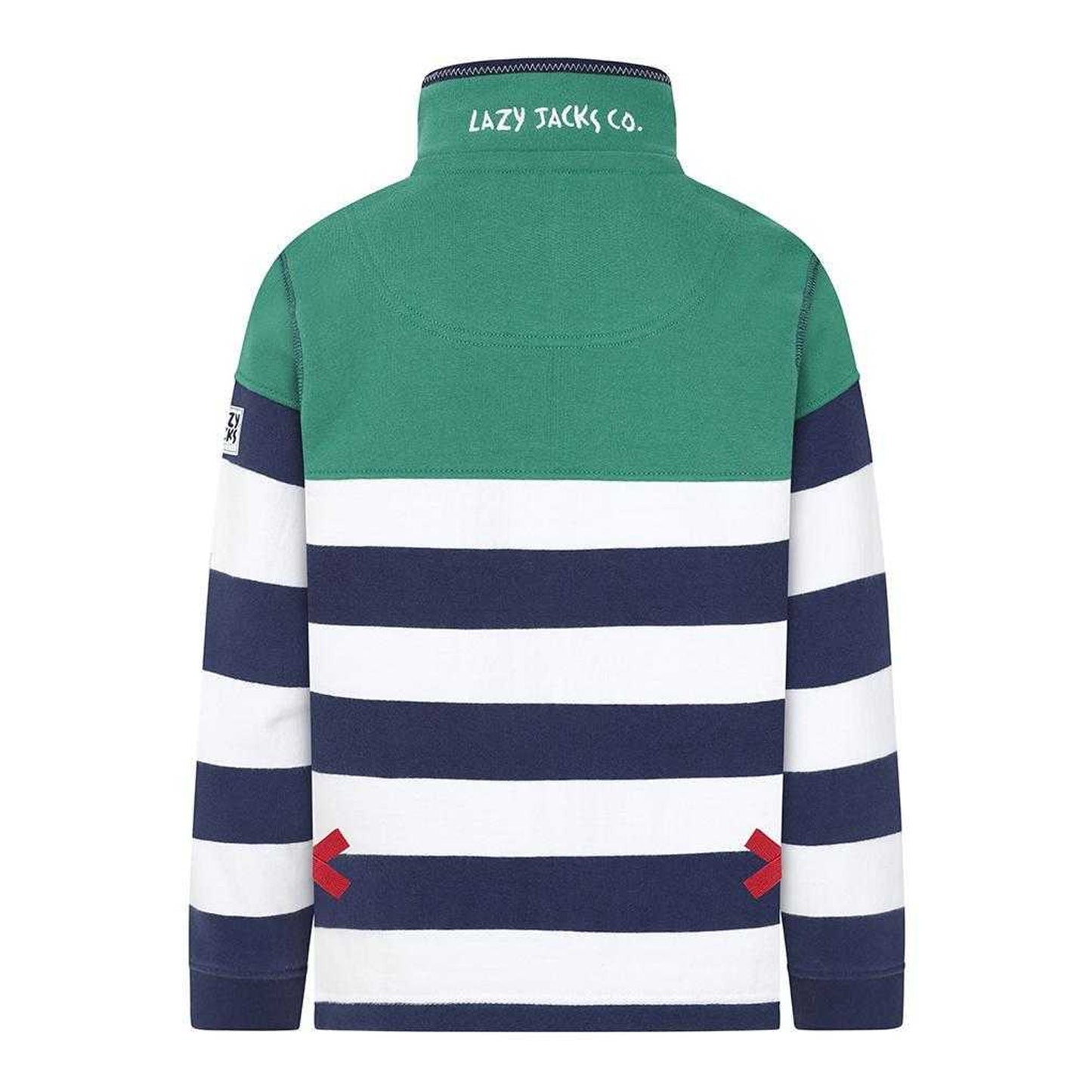 Fern - Back - Lazy Jacks Boys Striped Half Zip Sweatshirt