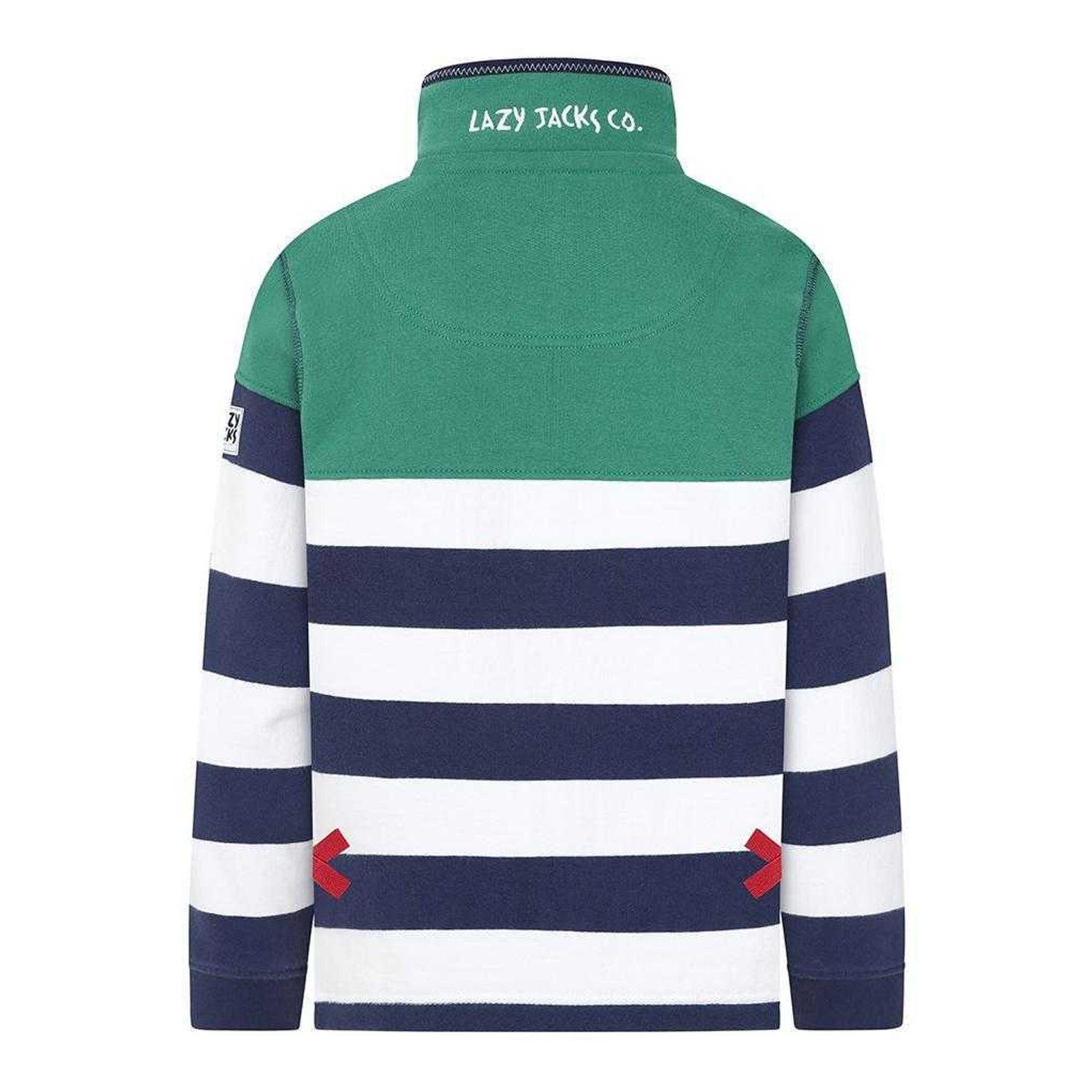 Fern - Back - Lazy Jacks Boys Striped Half Zip Sweatshirt