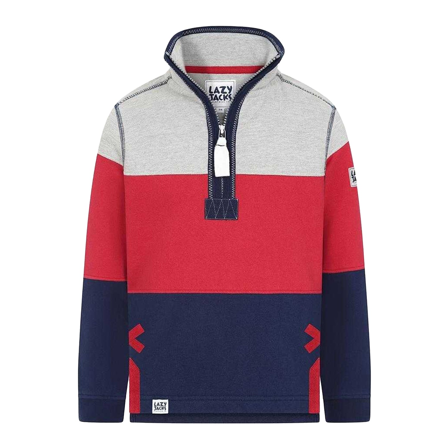 Rouge - Front - Lazy Jacks Boys Striped Half Zip Sweatshirt