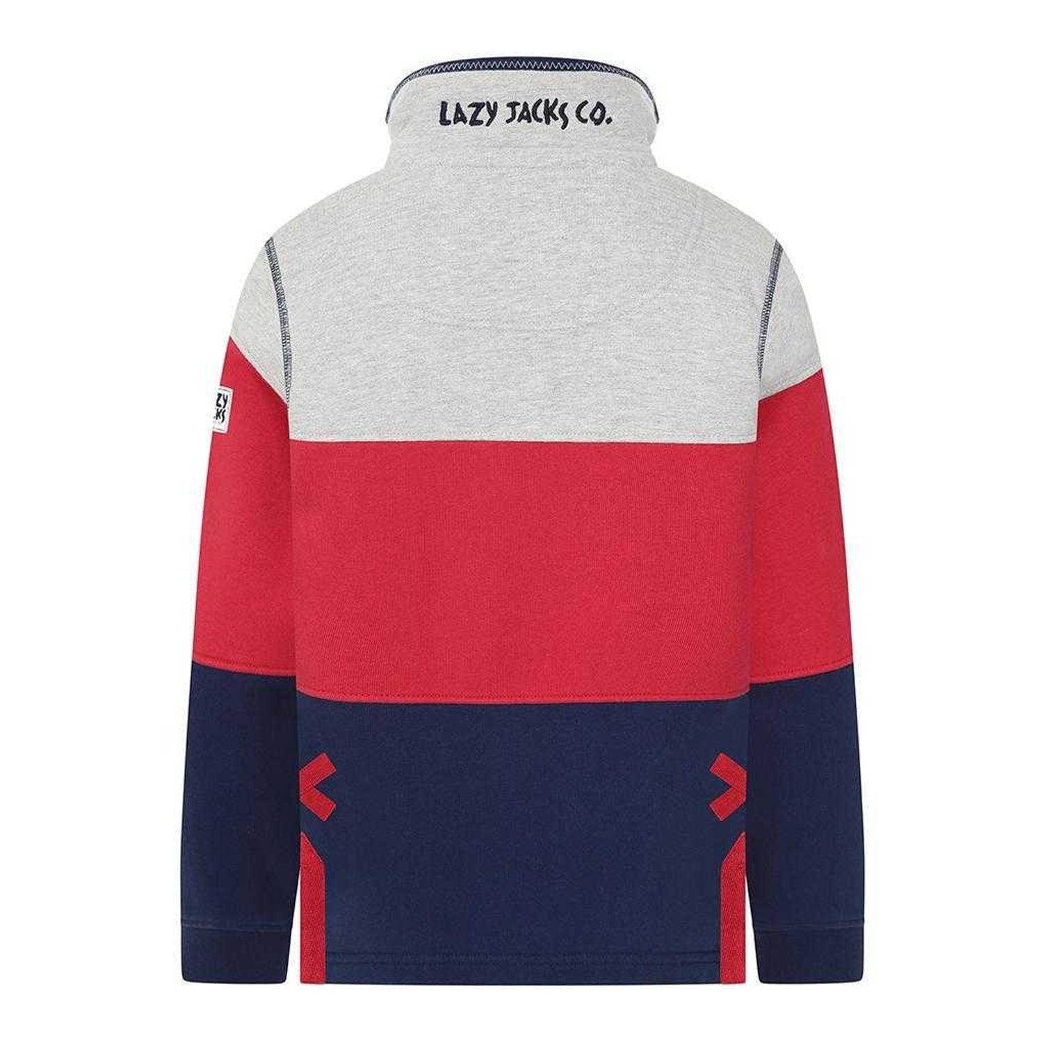 Rouge - Back - Lazy Jacks Boys Striped Half Zip Sweatshirt