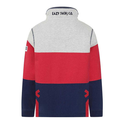 Rouge - Back - Lazy Jacks Boys Striped Half Zip Sweatshirt