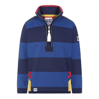 Royal Blue - Front - Lazy Jacks Boys Striped Half Zip Sweatshirt