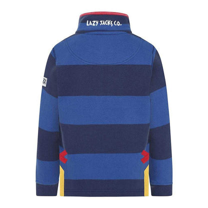 Royal Blue - Back - Lazy Jacks Boys Striped Half Zip Sweatshirt