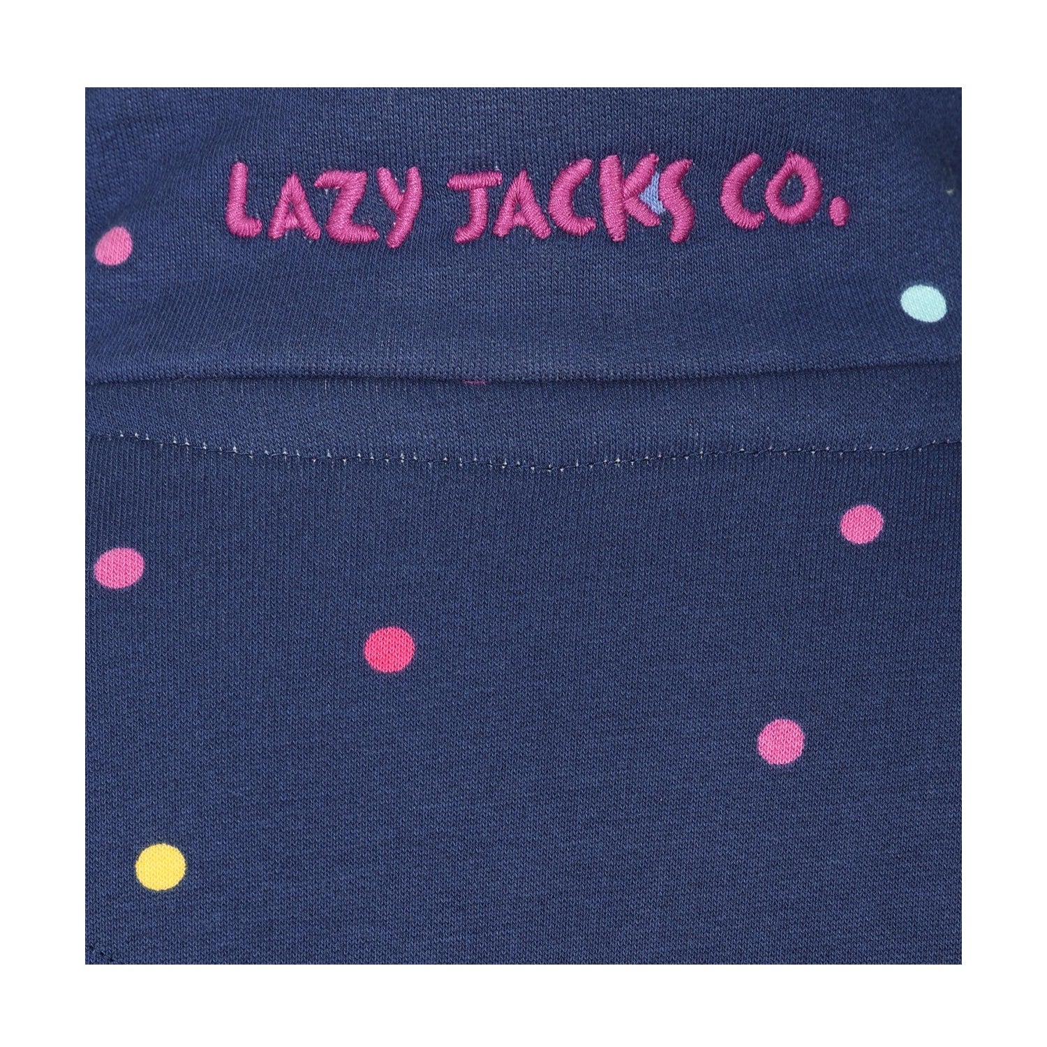 Blue - Side - Lazy Jacks Girls Polka Dot Quarter Zip Sweatshirt