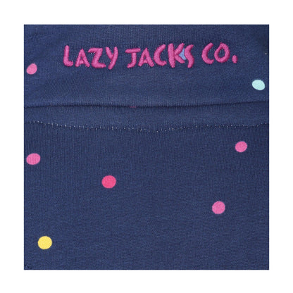 Blue - Side - Lazy Jacks Girls Polka Dot Quarter Zip Sweatshirt