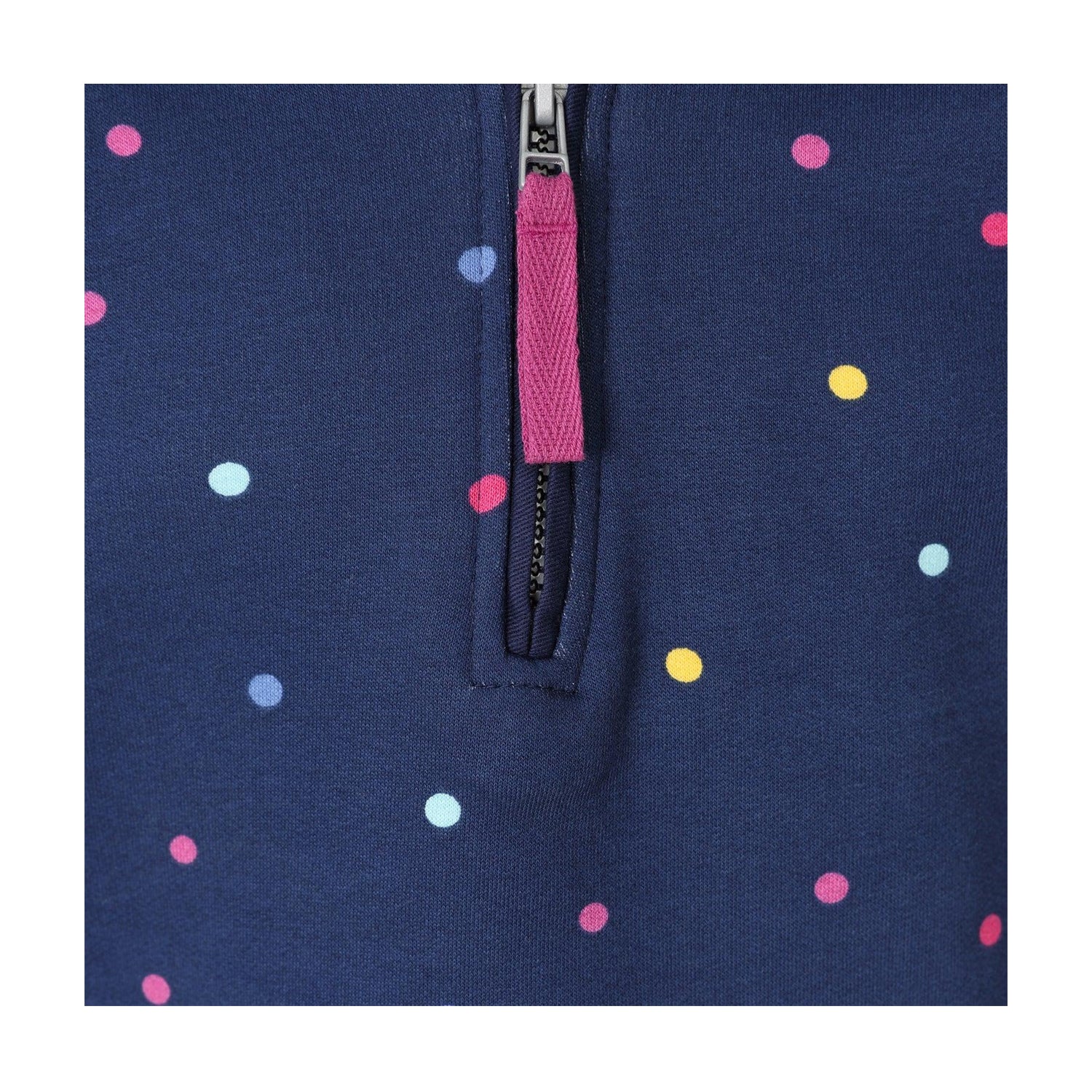 Blue - Lifestyle - Lazy Jacks Girls Polka Dot Quarter Zip Sweatshirt