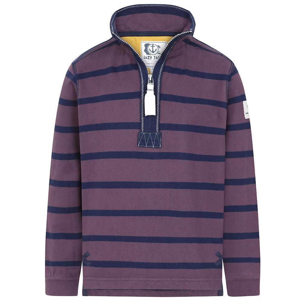 Grape - Pack Shot - Lazy Jacks Childrens-Kids Striped Sweatshirt