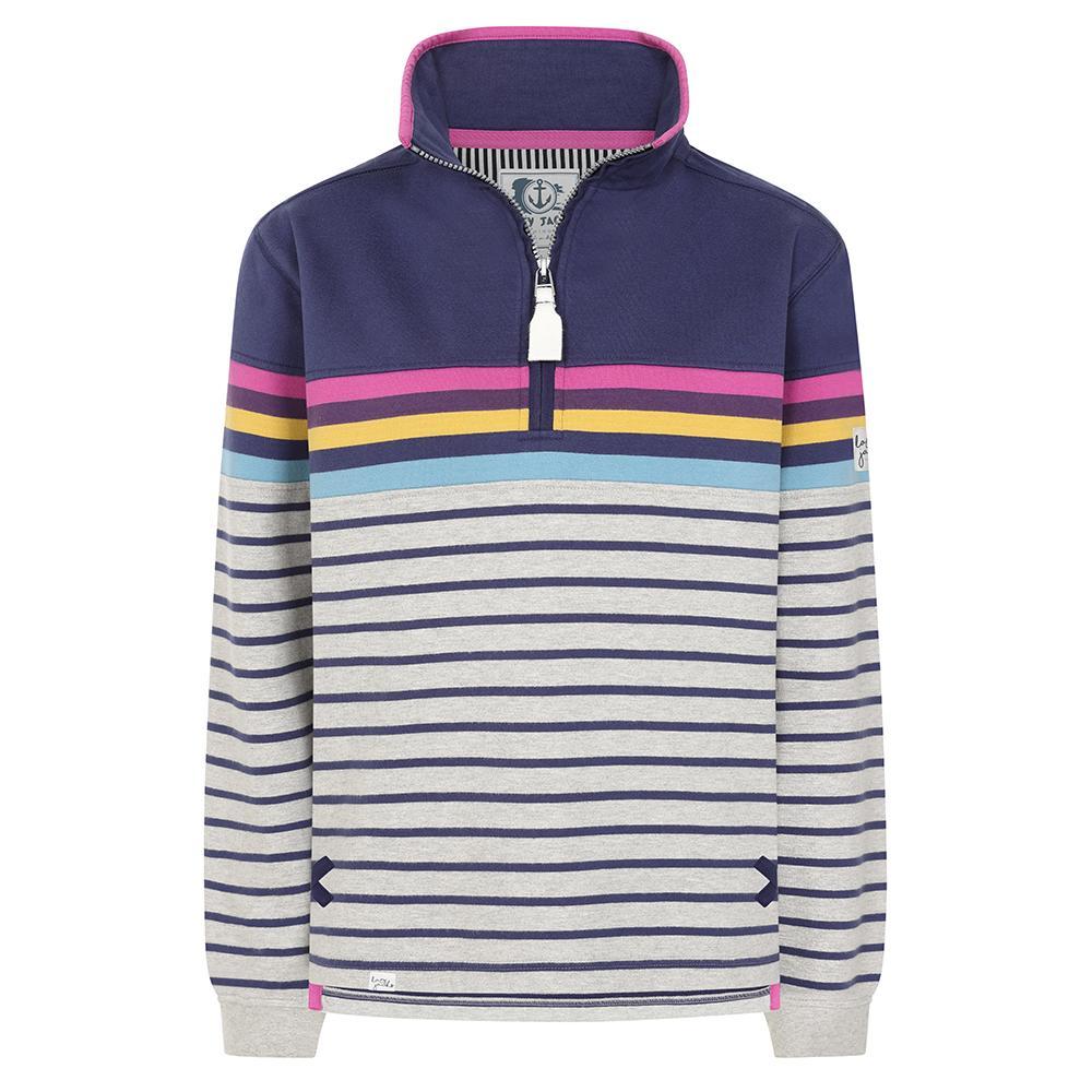 Grey Marl - Front - Lazy Jacks Womens-Ladies Quarter Zip Sweatshirt