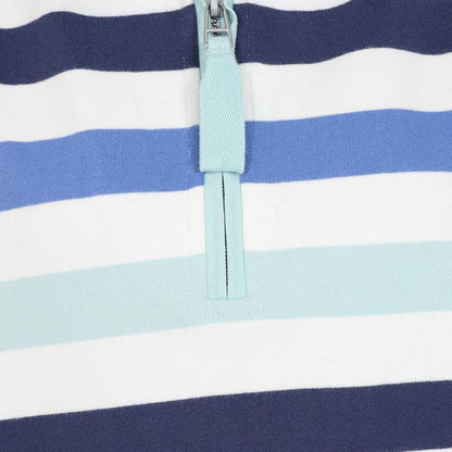 Blue - Back - Lazy Jacks Womens-Ladies Striped Quarter Zip Sweatshirt