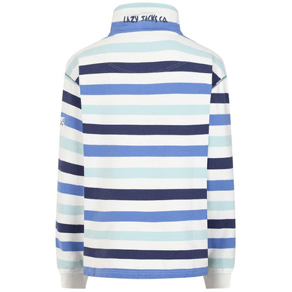 Blue - Side - Lazy Jacks Womens-Ladies Striped Quarter Zip Sweatshirt
