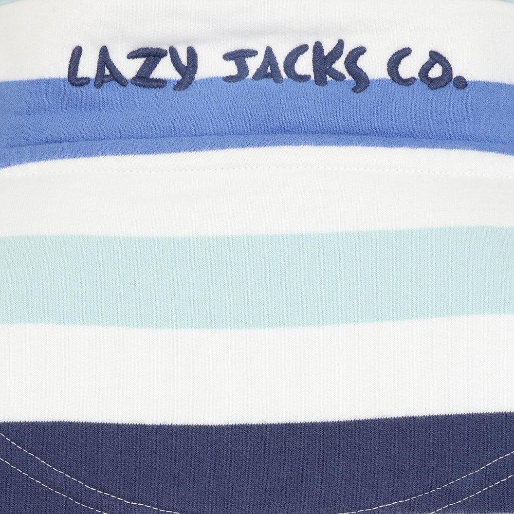 Blue - Lifestyle - Lazy Jacks Womens-Ladies Striped Quarter Zip Sweatshirt