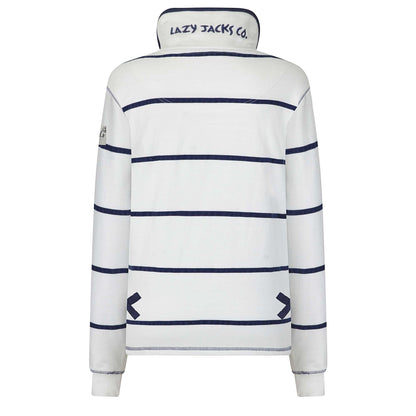 White - Back - Lazy Jacks Womens-Ladies Quarter Zip Sweatshirt