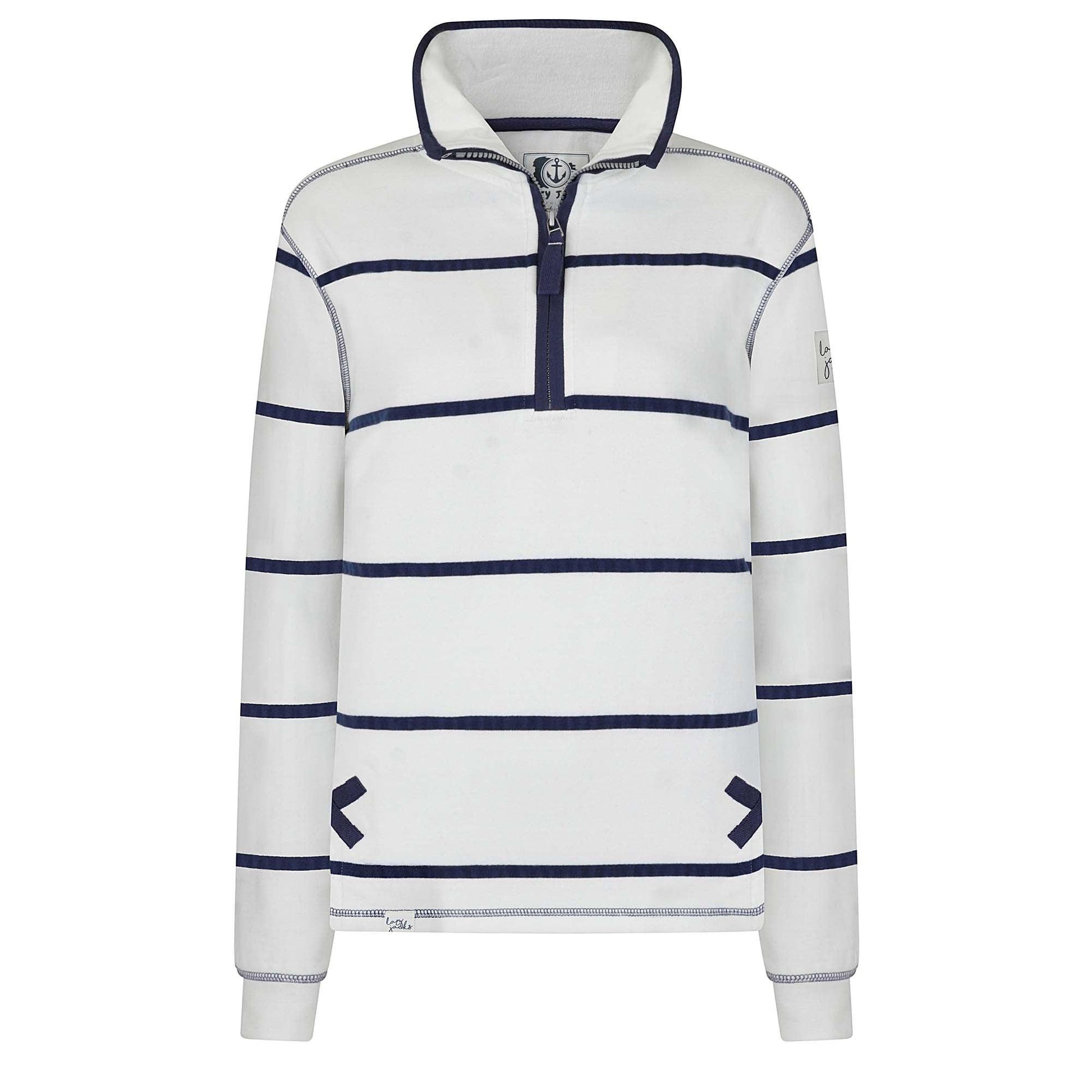 White - Front - Lazy Jacks Womens-Ladies Quarter Zip Sweatshirt
