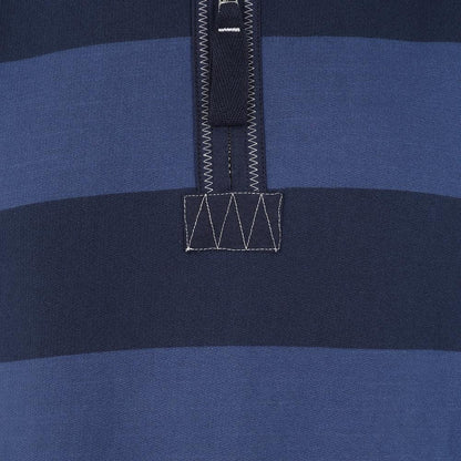 Denim - Side - Lazy Jacks Mens Striped Quarter Zip Sweatshirt