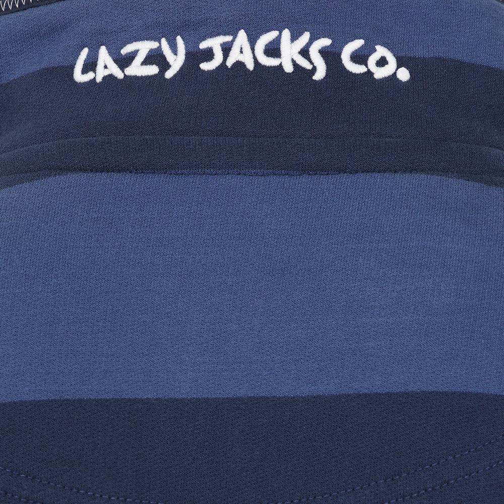 Denim - Pack Shot - Lazy Jacks Mens Striped Quarter Zip Sweatshirt