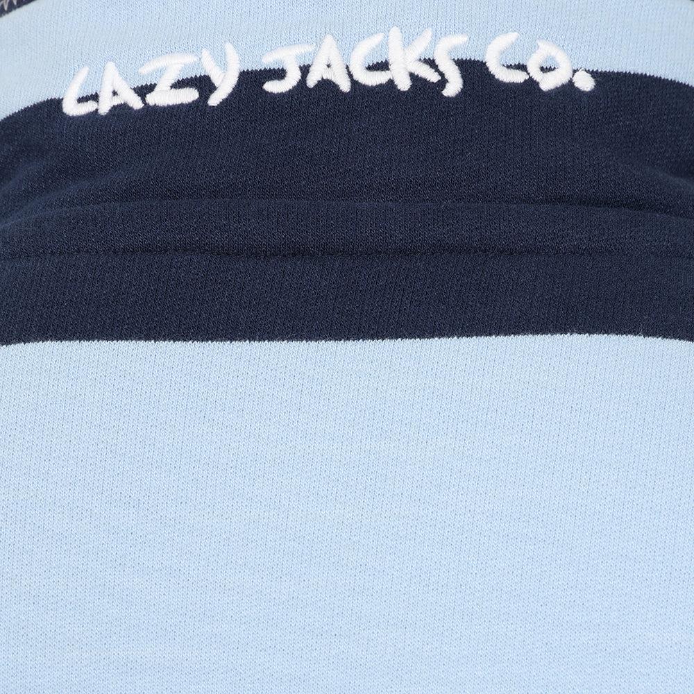 Sky - Pack Shot - Lazy Jacks Mens Striped Quarter Zip Sweatshirt