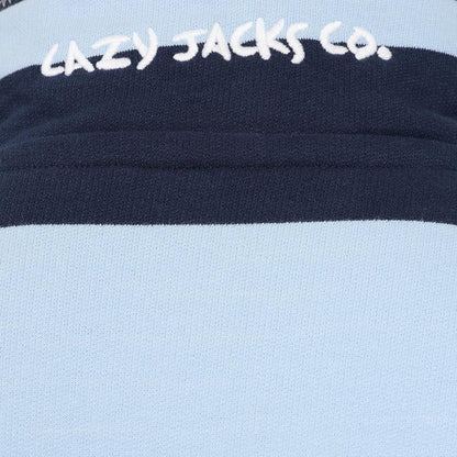 Sky - Pack Shot - Lazy Jacks Mens Striped Quarter Zip Sweatshirt