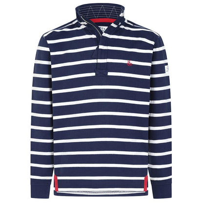Marine - Back - Lazy Jacks Mens Striped Quarter Zip Sweatshirt