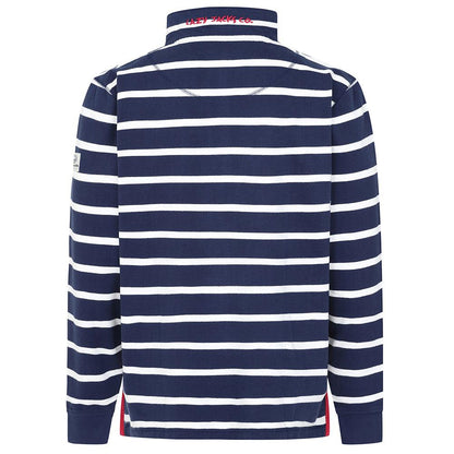 Marine - Side - Lazy Jacks Mens Striped Quarter Zip Sweatshirt