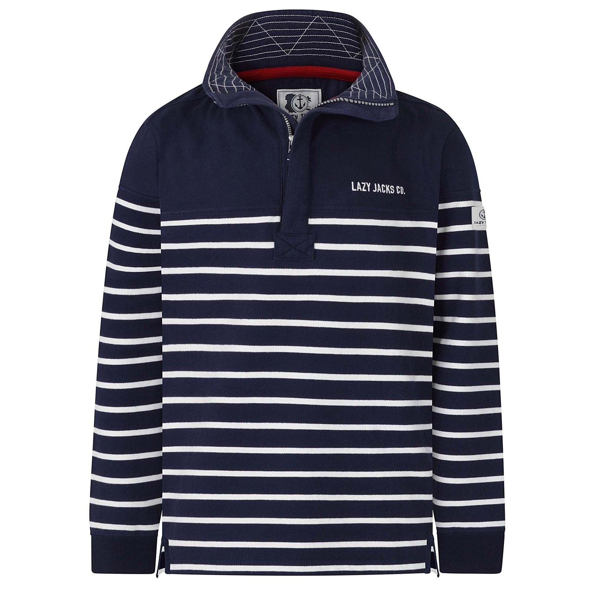 Marine - Back - Lazy Jacks Mens Quarter Zip Sweatshirt