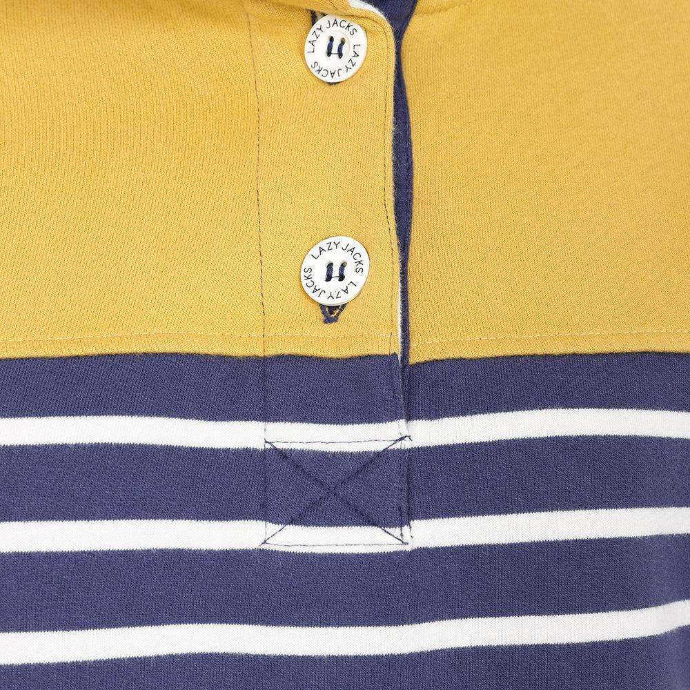 Heather - Side - Lazy Jacks Womens-Ladies Button Neck Sweatshirt