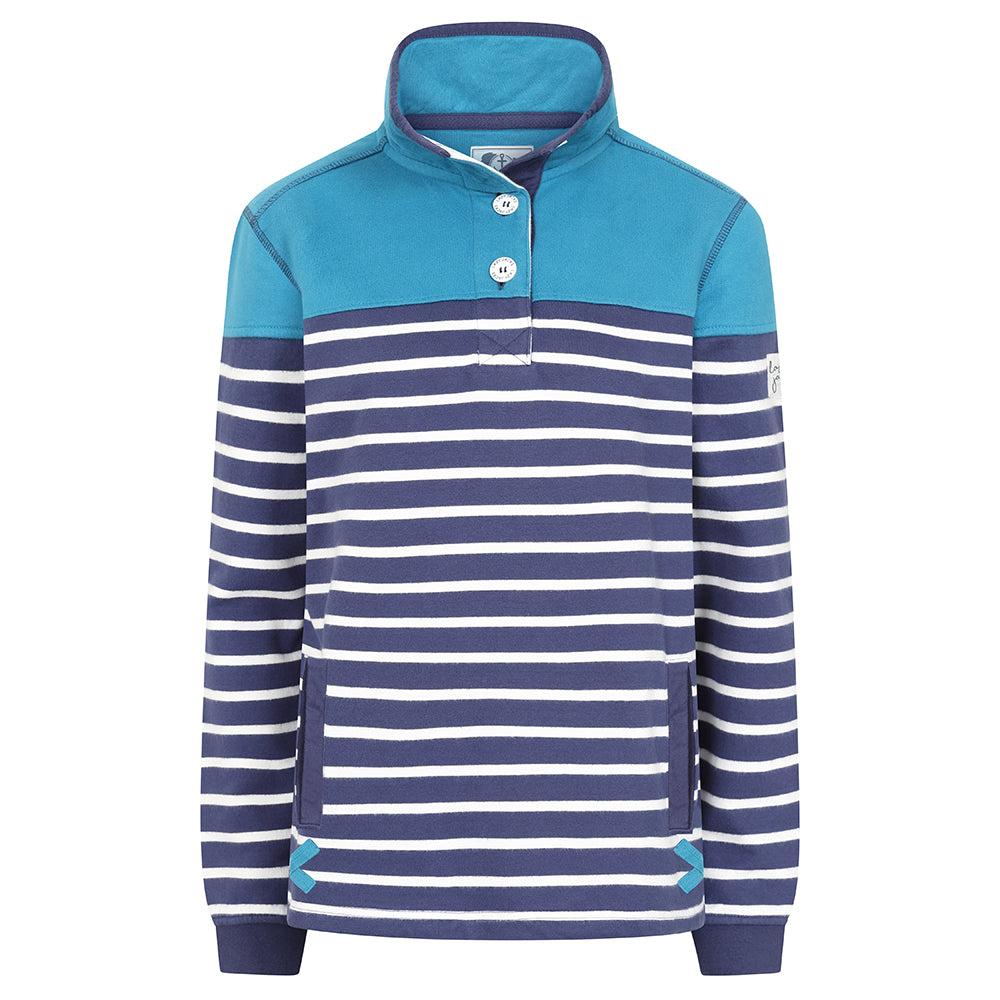 Turquoise - Back - Lazy Jacks Womens-Ladies Button Neck Sweatshirt