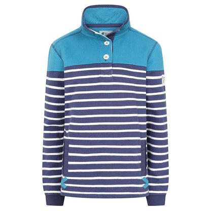 Turquoise - Back - Lazy Jacks Womens-Ladies Button Neck Sweatshirt