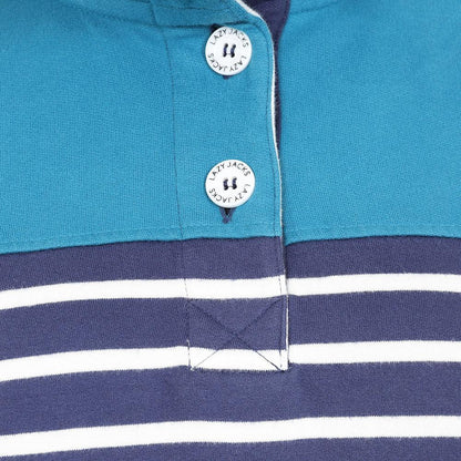 Turquoise - Side - Lazy Jacks Womens-Ladies Button Neck Sweatshirt
