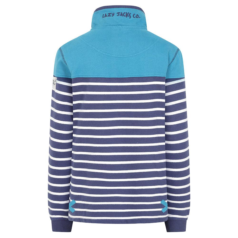 Turquoise - Lifestyle - Lazy Jacks Womens-Ladies Button Neck Sweatshirt