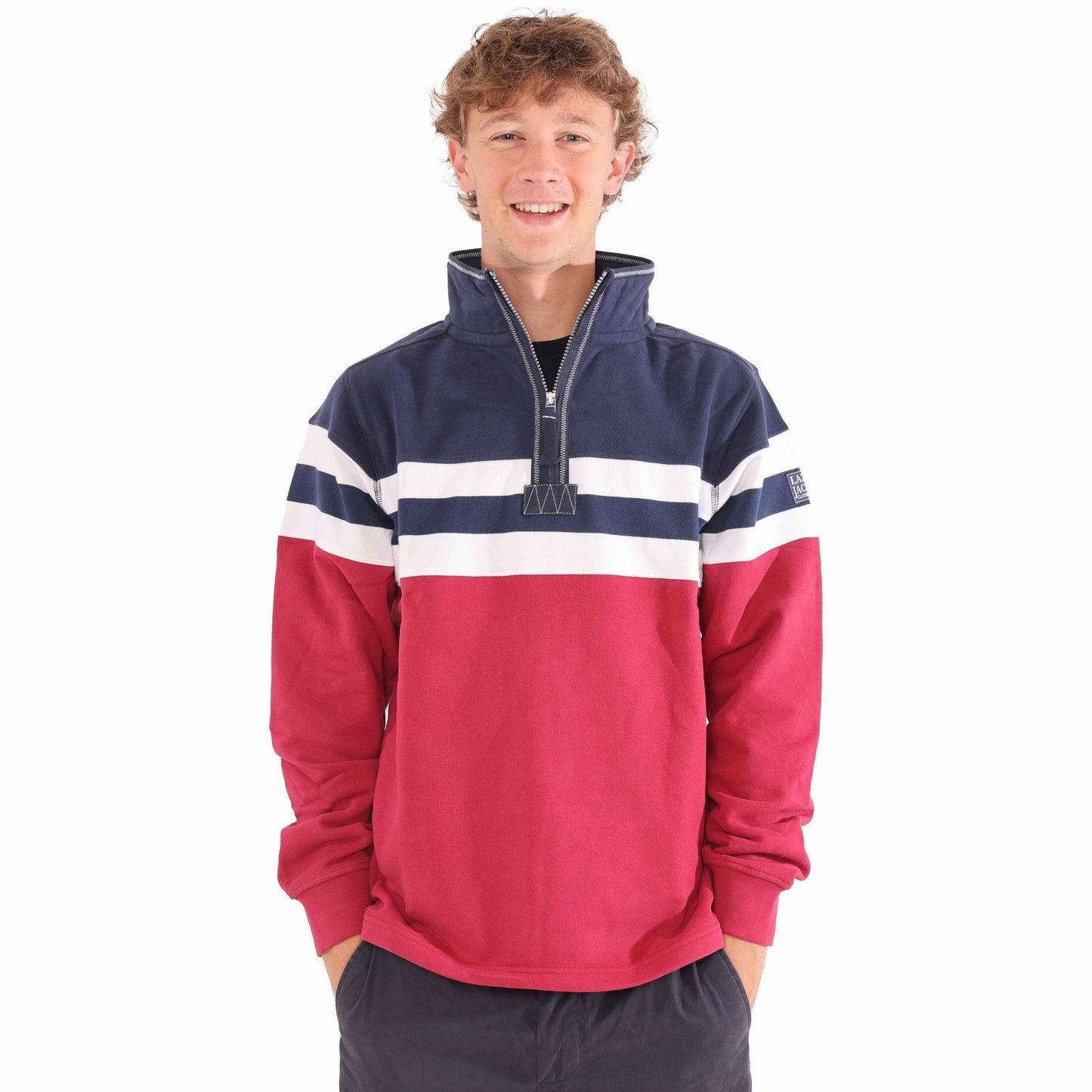 Rouge - Front - Lazy Jacks Mens Striped Sweatshirt