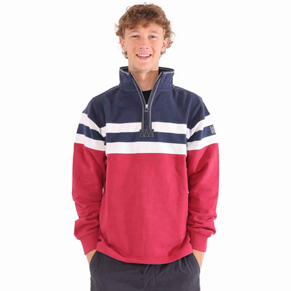 Rouge - Front - Lazy Jacks Mens Striped Sweatshirt
