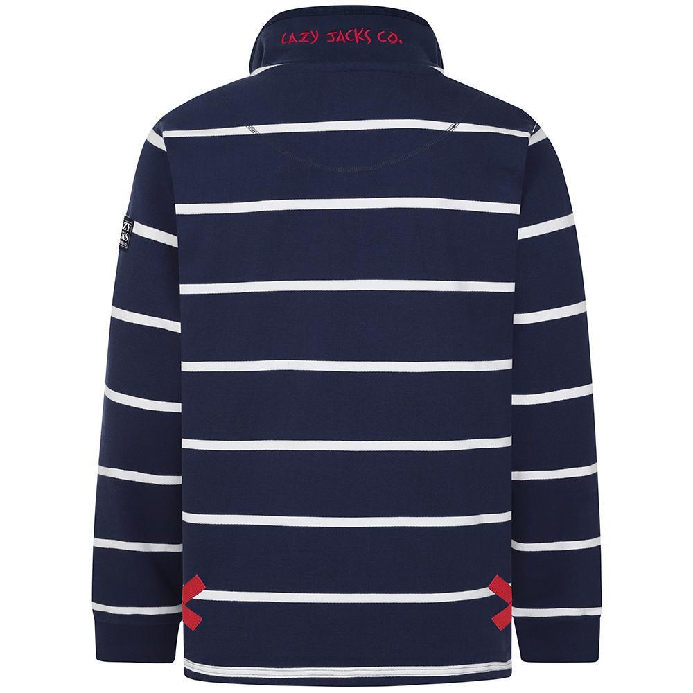 Marine - Side - Lazy Jacks Mens Striped Sweatshirt