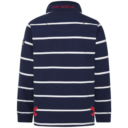 Marine - Side - Lazy Jacks Mens Striped Sweatshirt