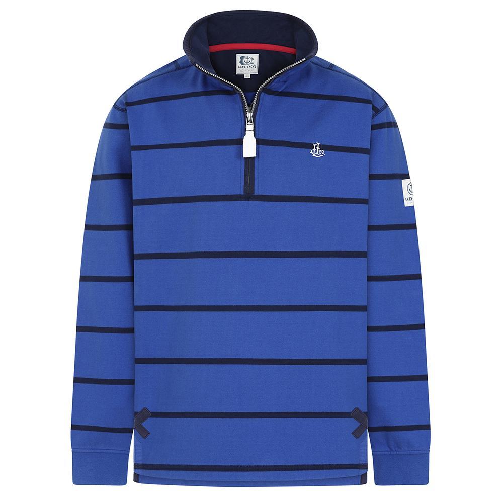 Royal Blue - Front - Lazy Jacks Mens Striped Sweatshirt