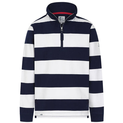 Marine-White - Front - Lazy Jacks Mens Striped Sweatshirt