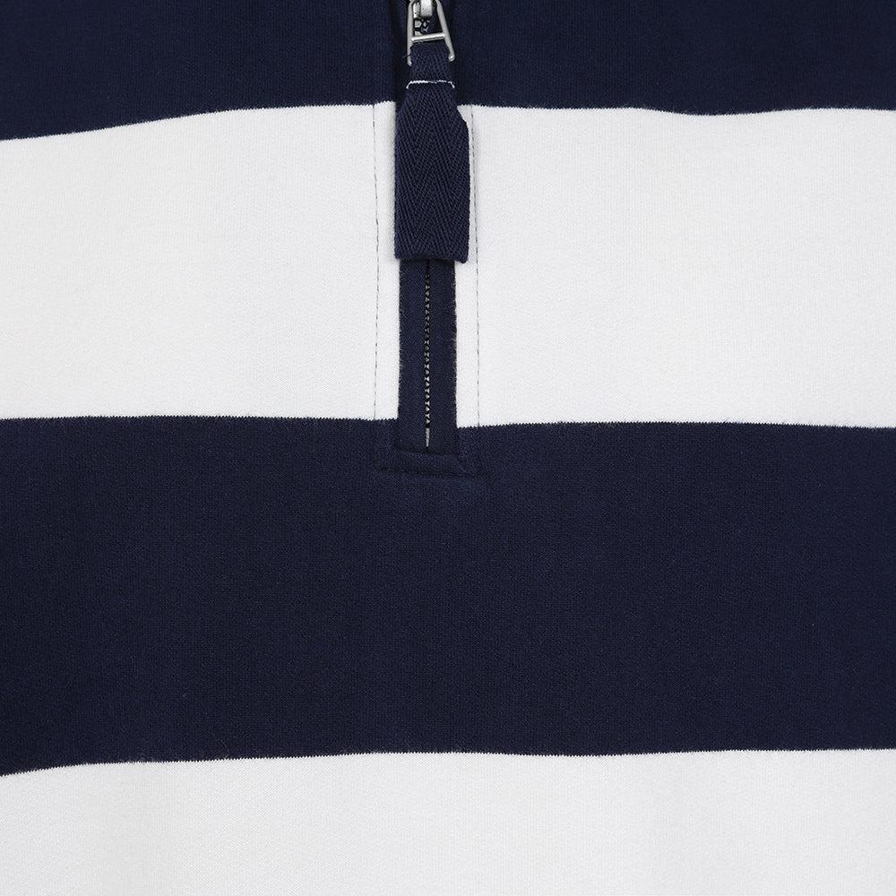 Marine-White - Back - Lazy Jacks Mens Striped Sweatshirt