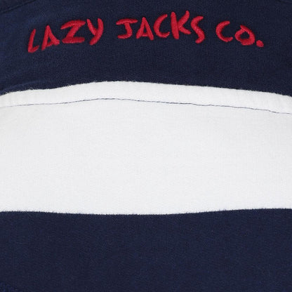 Marine-White - Lifestyle - Lazy Jacks Mens Striped Sweatshirt