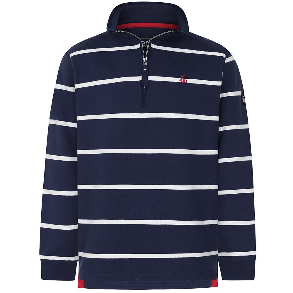 Marine - Front - Lazy Jacks Mens Striped Sweatshirt