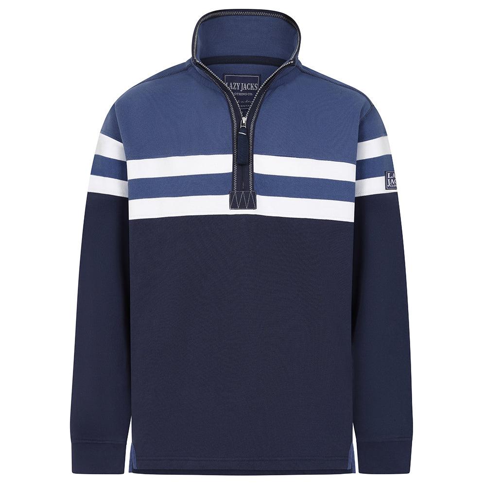 Denim - Back - Lazy Jacks Mens Striped Sweatshirt